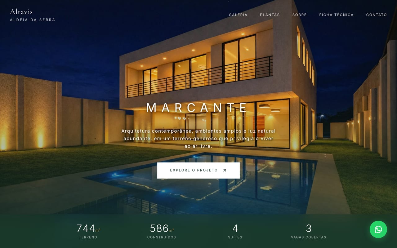 Landing page Altavis Residencial — imóvel de luxo na Aldeia da Serra