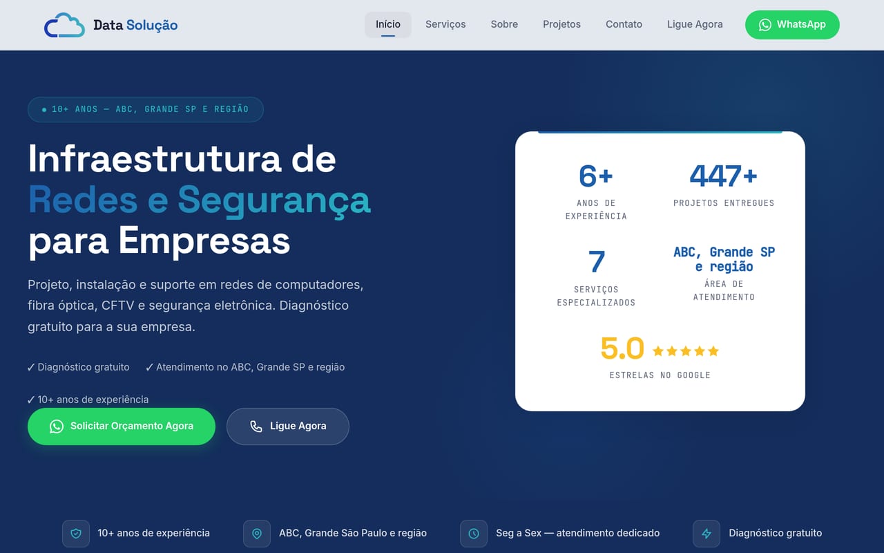 Site institucional da Datasolução — consultoria em segurança eletrônica
