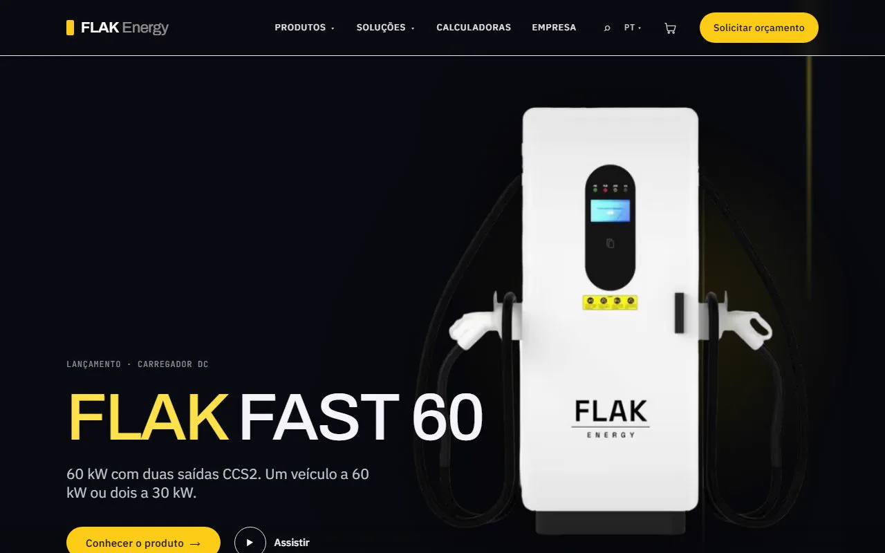 Loja da FLAK Energy, carregadores para carro elétrico e iluminação solar